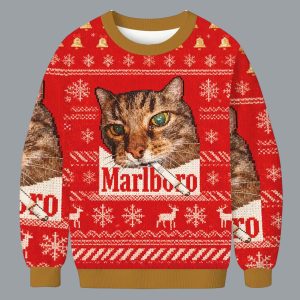 Marlboro Funny Smoking Cat Meme Christmas Ugly Sweater