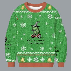 Frog Off To Commit Tom Foolery Christmas Ugly Sweater