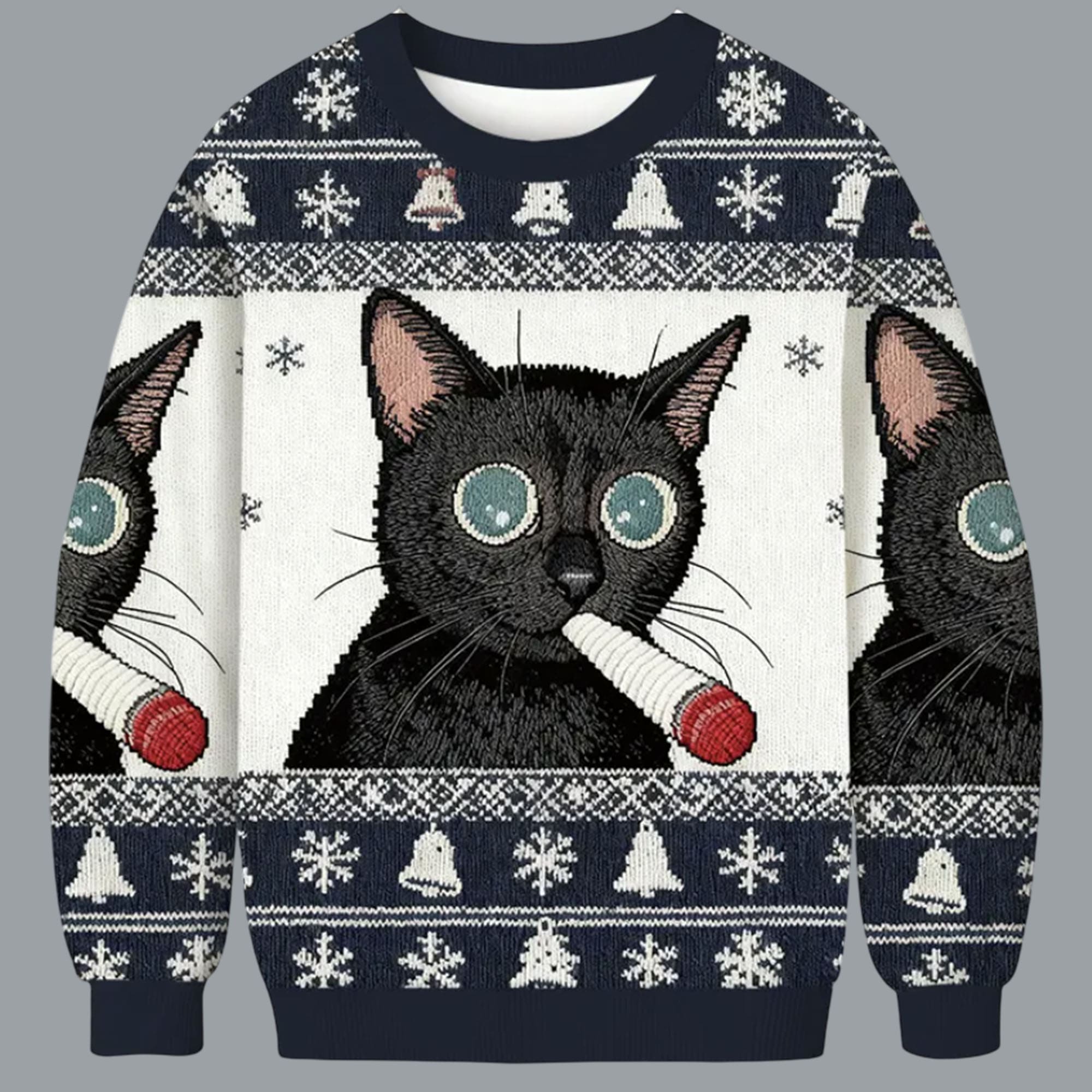 Little Kitten Funny Smoking Christmas Ugly Sweater Little Kitten Funny Smoking Christmas Ugly Sweater