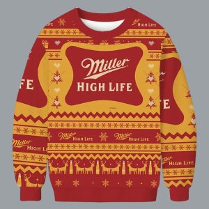 Miller High Life Snowing Christmas Ugly Sweater