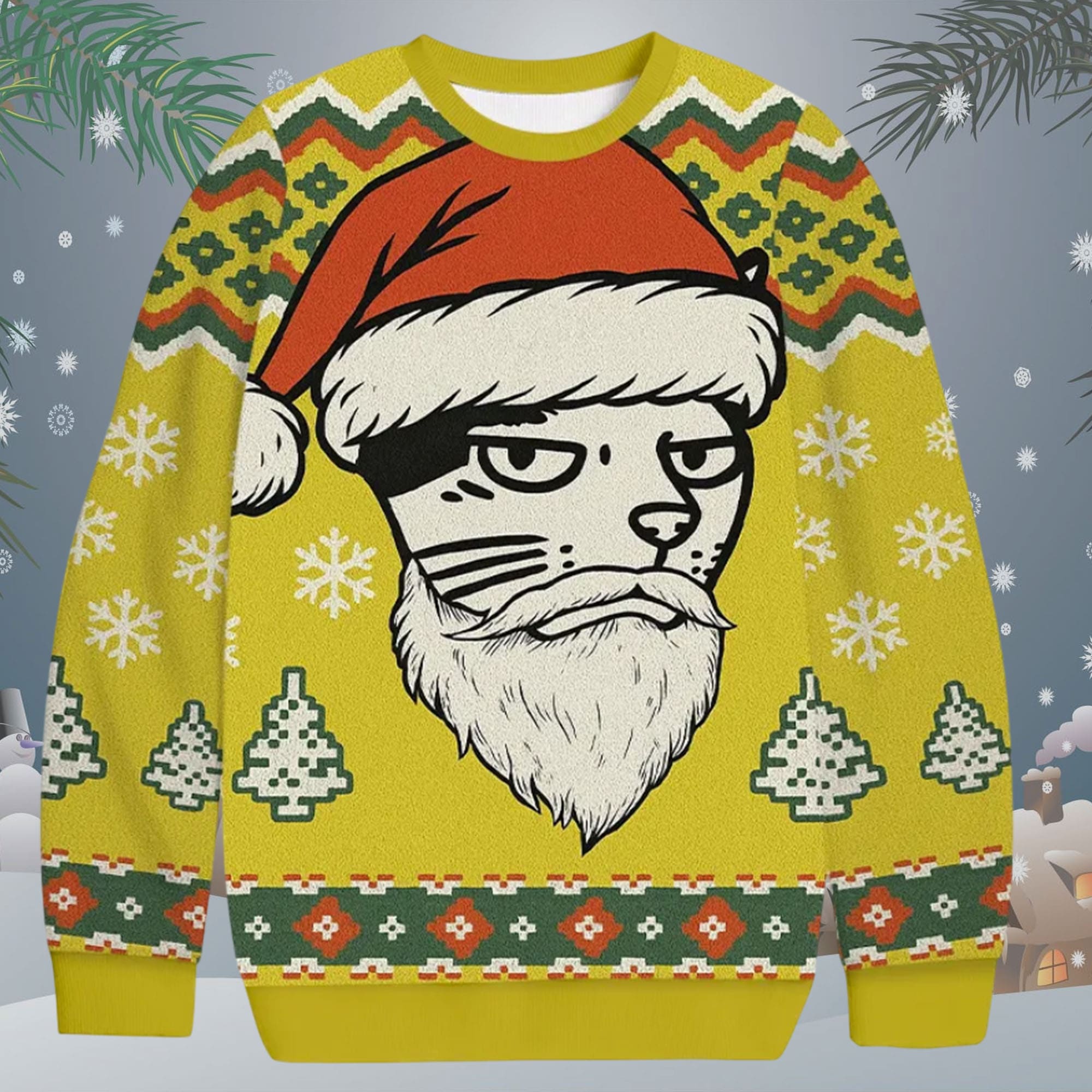 Santa Cat Funny Christmas Ugly Sweater Santa Cat Funny Christmas Ugly Sweater