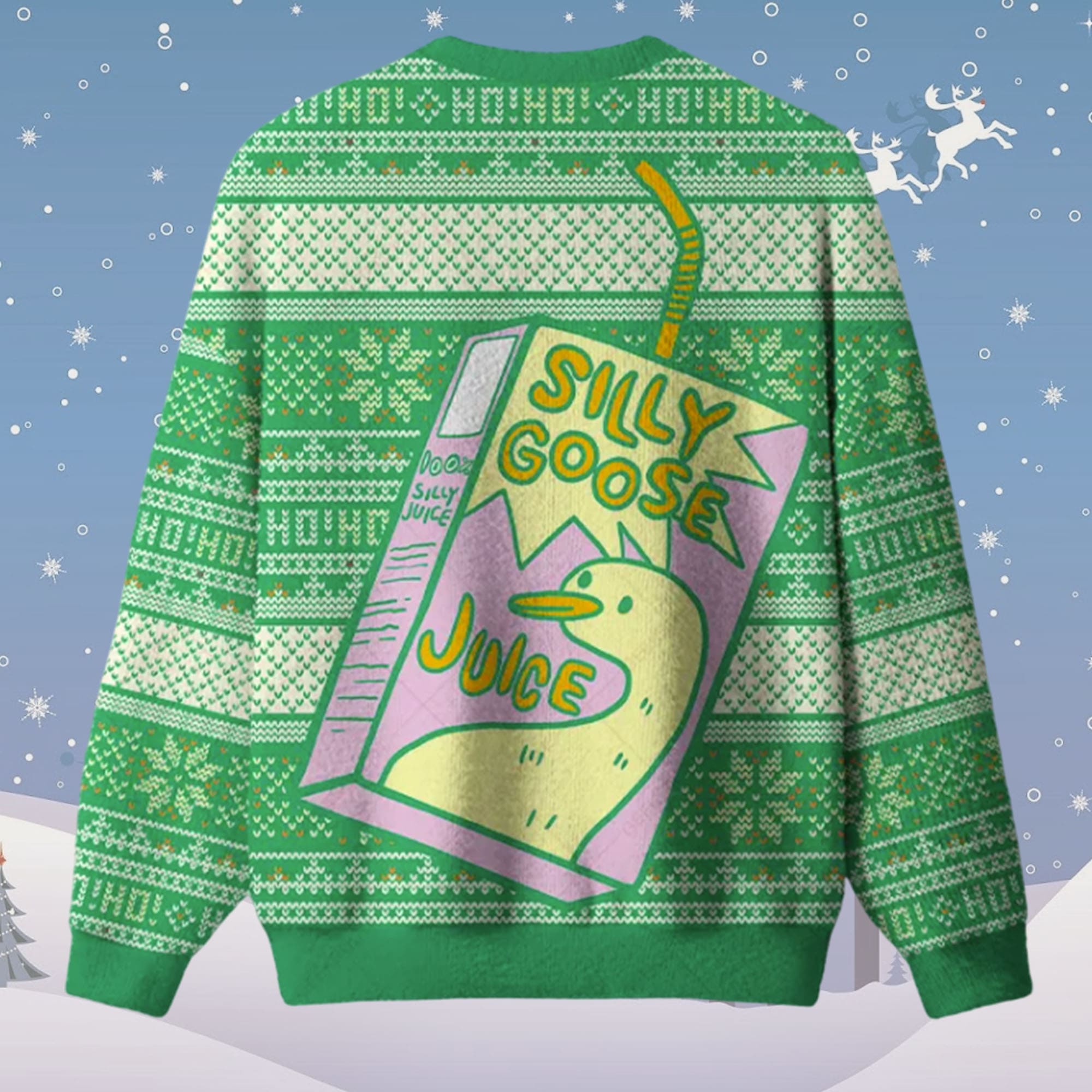 Silly Goose Juice Party Green Christmas Ugly Sweater Silly Goose Juice Party Green Christmas Ugly Sweater