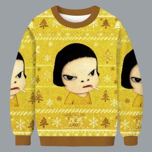 Too Young To Die Smoking Girl Christmas Ugly Sweater 1 Too Young To Die Smoking Girl Christmas Ugly Sweater
