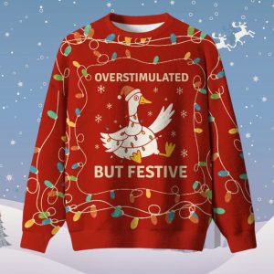 Overstimulated But Festive Ugly Christmas Sweater