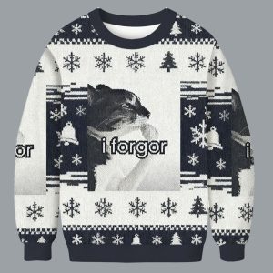I Forgor Cat Meme Christmas Ugly Sweater 1 I Forgor Cat Meme Christmas Ugly Sweater