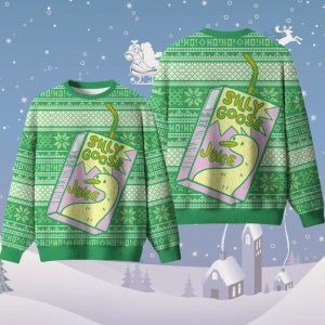 Silly Goose Juice Party Green Christmas Ugly Sweater