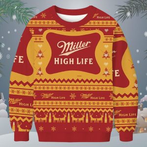 Miller High Life Snowing Christmas Ugly Sweater