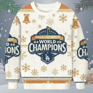 Dodgers 2025 World Series Back To Back Christmas Ugly Sweater