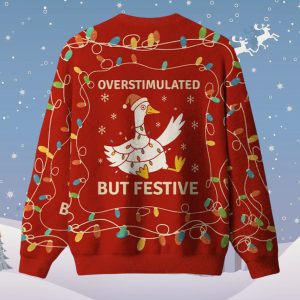 Overstimulated But Festive Ugly Christmas Sweater