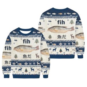 Funny Fish Meme Japanese Ugly Christmas Sweater