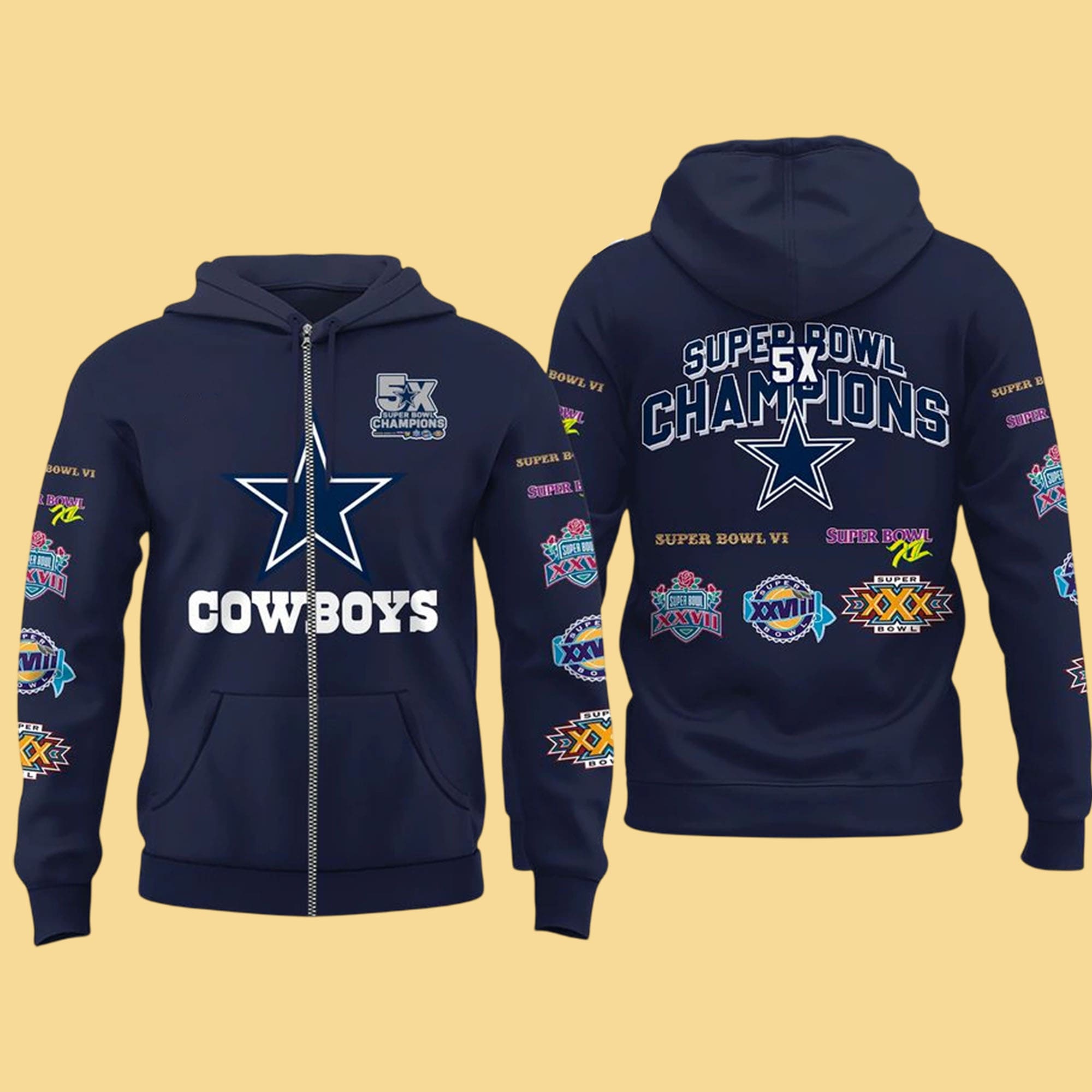 Cowboys 5x Super Bowl Champions Collection Hoodie Cowboys 5x Super Bowl Champions Collection Hoodie