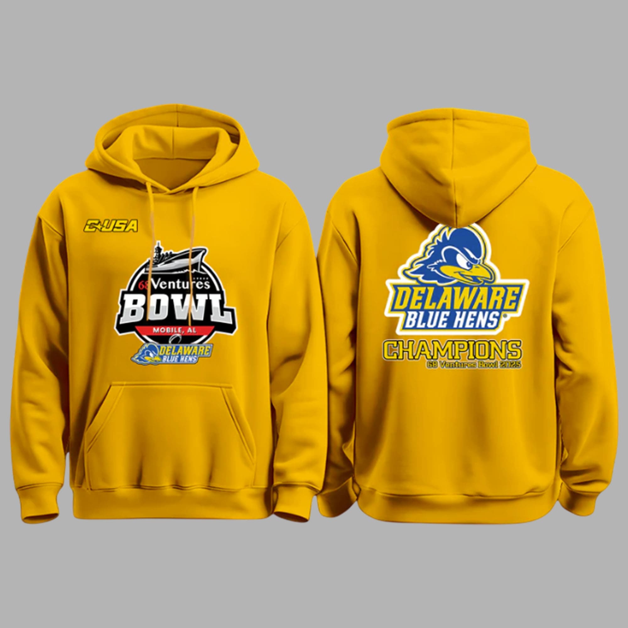 Delaware Blue Hens 68 Ventures Bowl Champions 2025 Hoodie Delaware Blue Hens 68 Ventures Bowl Champions 2025 Hoodie