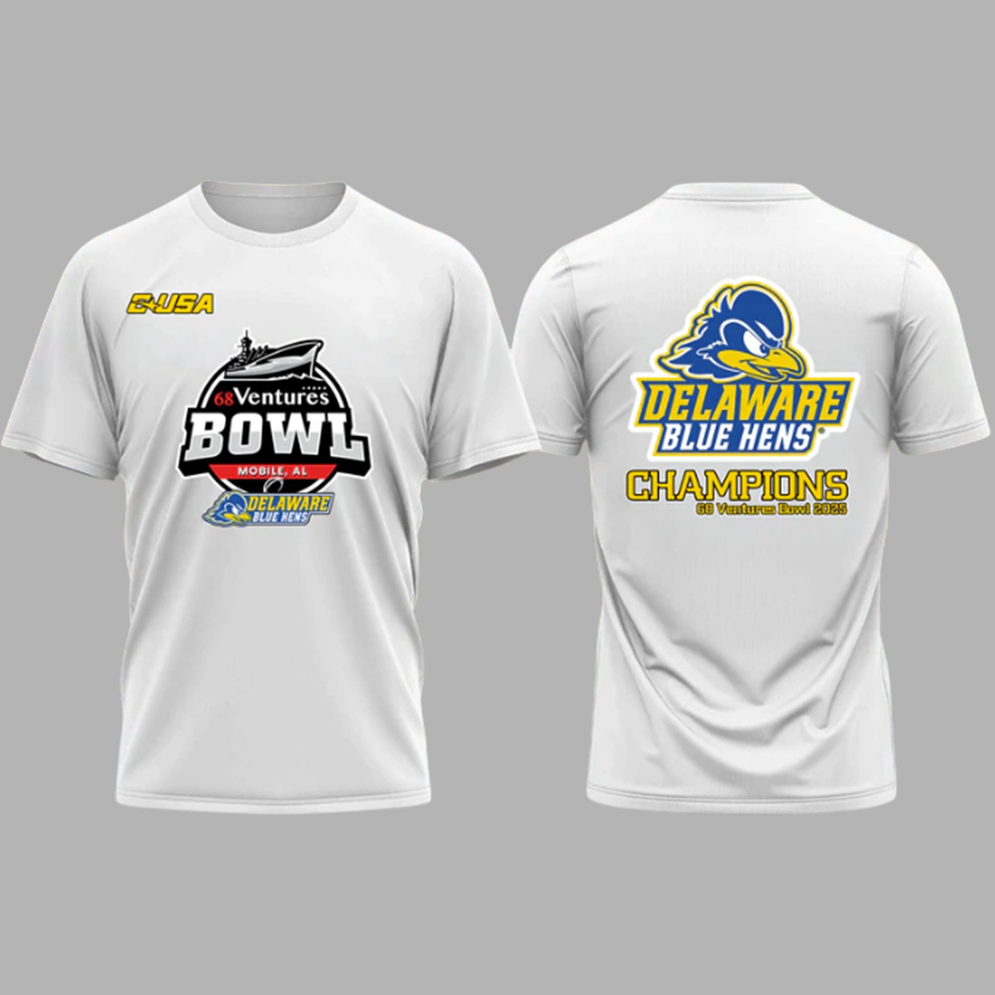 Delaware Blue Hens 68 Ventures Bowl Champions 2025 Shirt 2 Delaware Blue Hens 68 Ventures Bowl Champions 2025 Shirt 2
