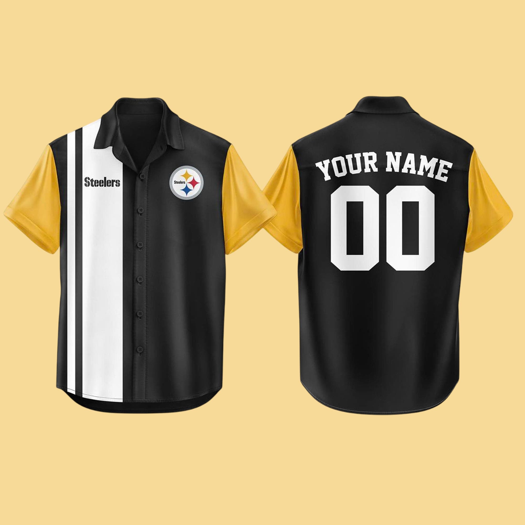 Pittsburgh Steelers Bowling Stripe Hawaiian Shirt Pittsburgh Steelers Bowling Stripe Hawaiian Shirt