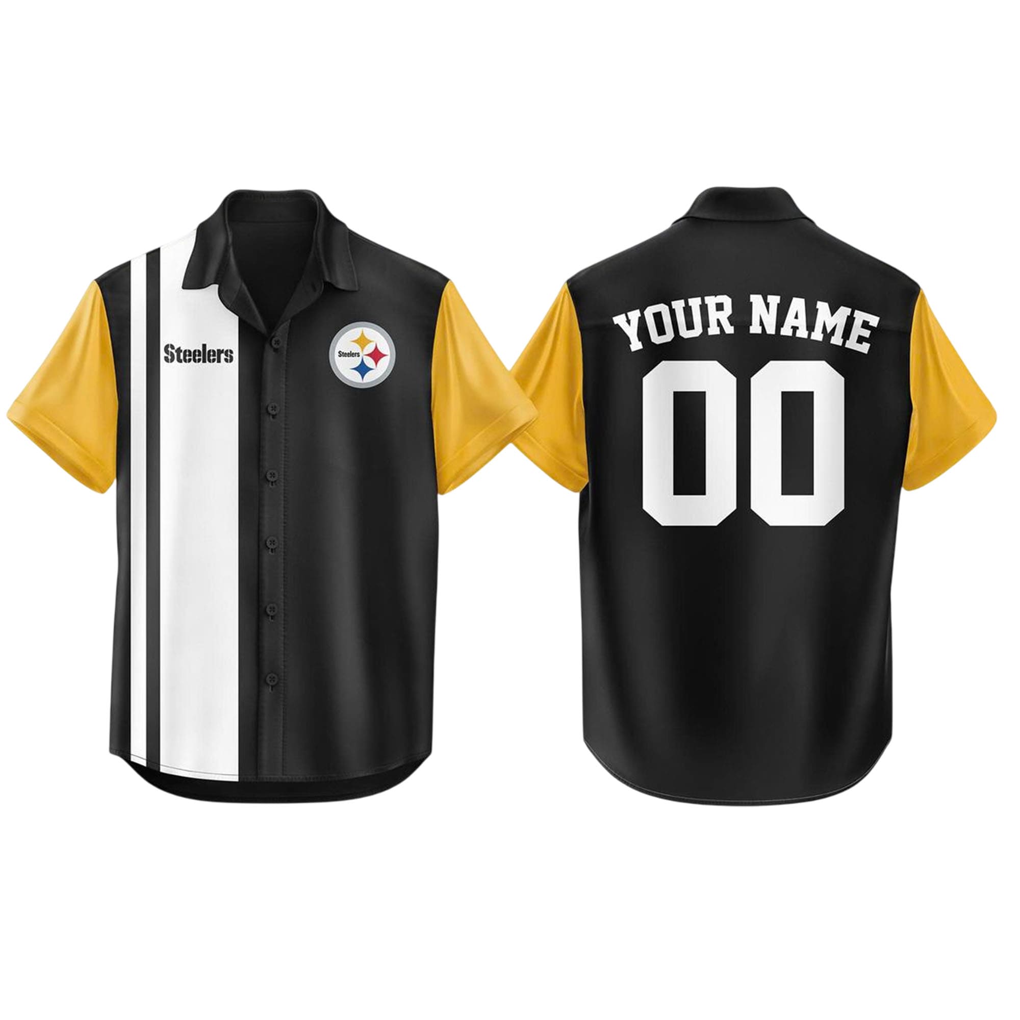 Pittsburgh Steelers Bowling Stripe Hawaiian Shirt Pittsburgh Steelers Bowling Stripe Hawaiian Shirt