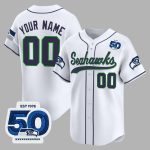 Seattle Seahawks 50th Anniversary Baseball Custom Jersey