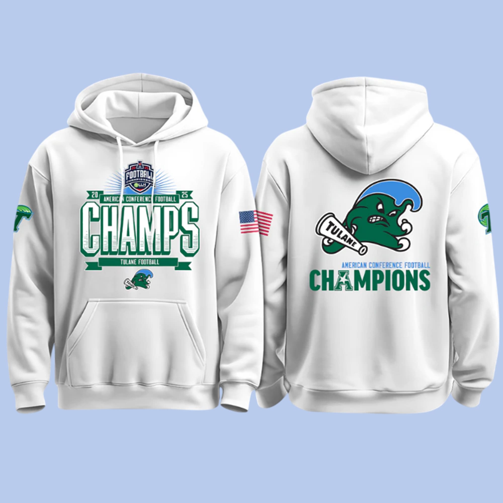 Tulane Green Wave American Conference Football Champions 2025 Hoodie Tulane Green Wave American Conference Football Champions 2025 Hoodie
