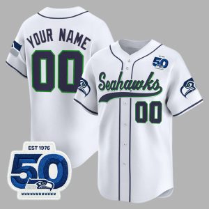 Seattle Seahawks 50th Anniversary Baseball Custom Jersey