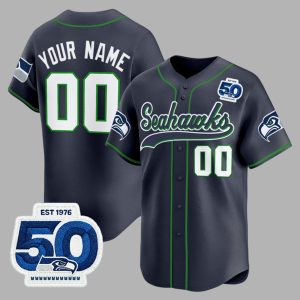Seattle Seahawks 50th Anniversary Baseball Custom Jersey 3