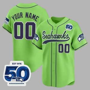 Seattle Seahawks 50th Anniversary Baseball Custom Jersey 2