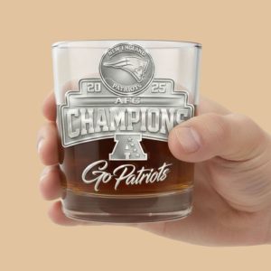 New England Patriots 2025 AFC Champions Commemorative Whiskey Glass 1 New England Patriots 2025 AFC Champions Commemorative Whiskey Glass 1