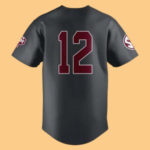 Texas A&M Dark Grey Full Button Baseball Jersey 2 Texas A&M Dark Grey Full Button Baseball Jersey 2