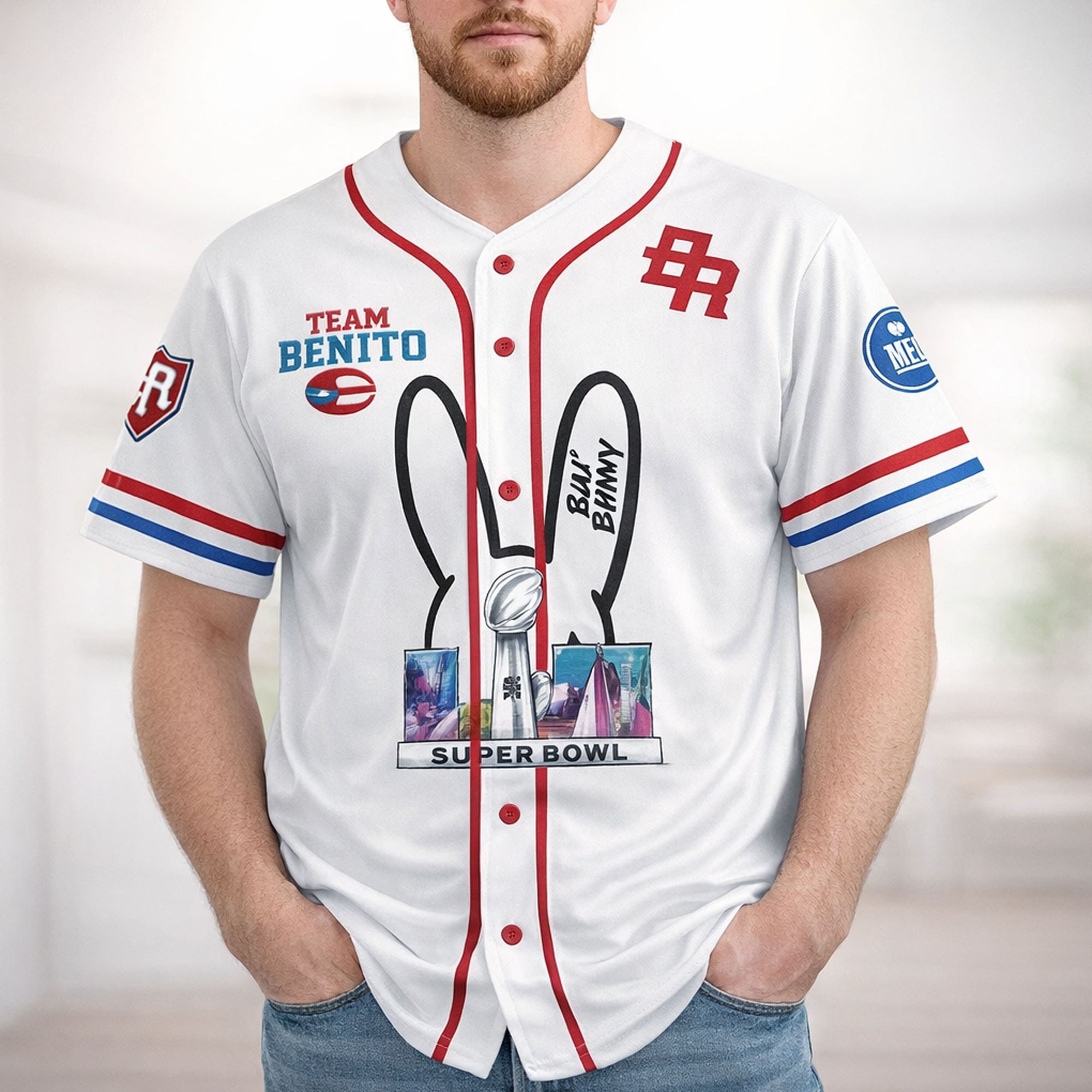 2026 Bad Bunny Super Bowl Latin Music Benito 94 Baseball Jersey 1 2026 Bad Bunny Super Bowl Latin Music Benito 94 Baseball Jersey 1