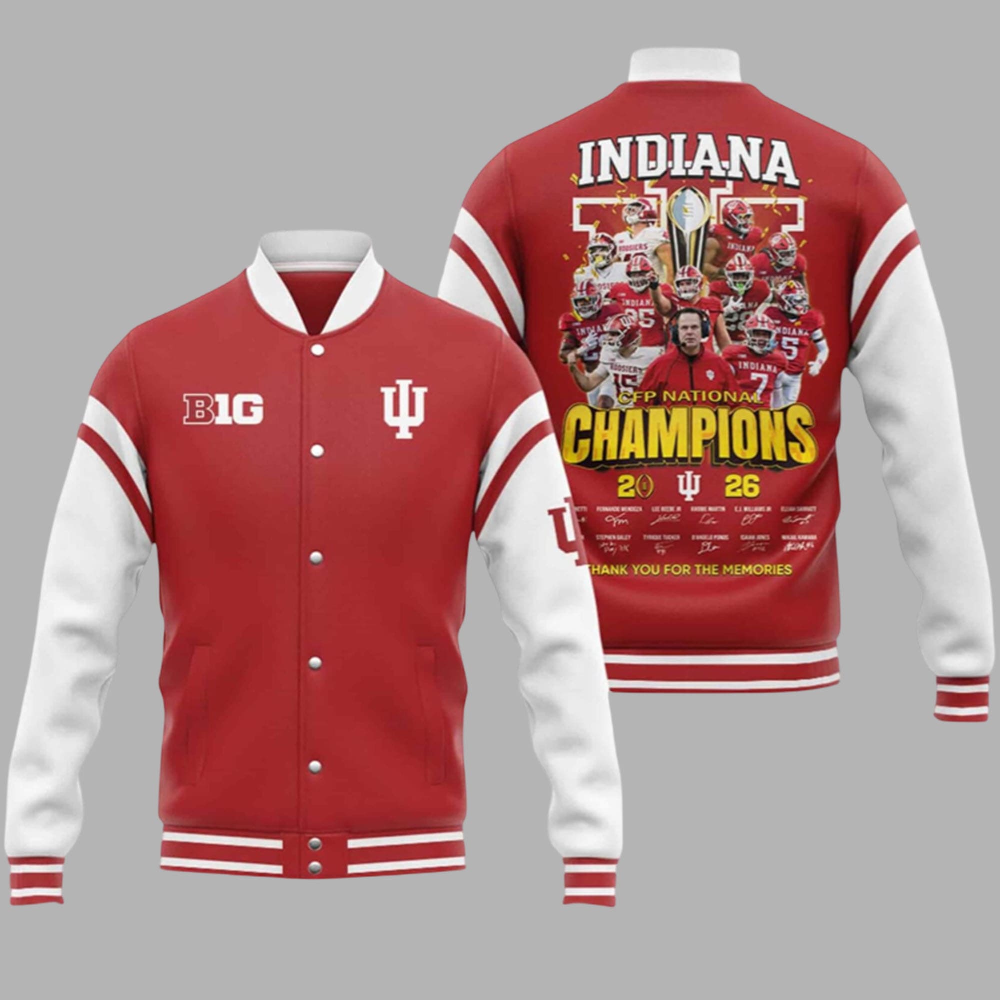 2026 Indiana Hoosiers CFP National Champions Baseball Jacket 2026 Indiana Hoosiers CFP National Champions Baseball Jacket