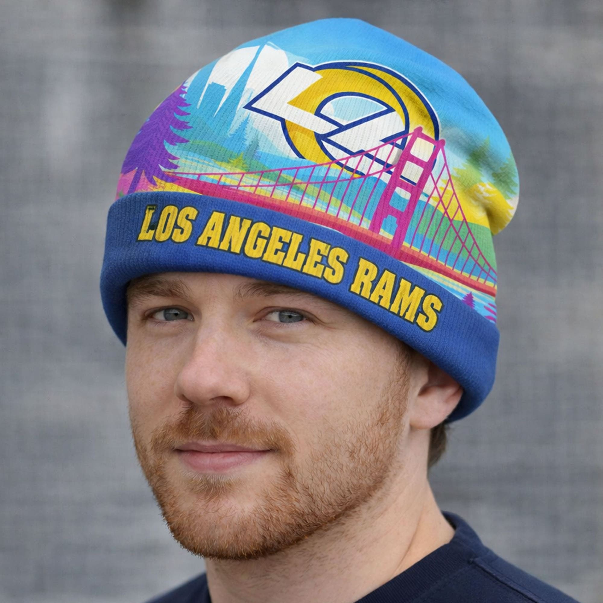 2026 Los Angeles Rams Bad Bunny Bowl LX Beanie Hat 1 2026 Los Angeles Rams Bad Bunny Bowl LX Beanie Hat 1