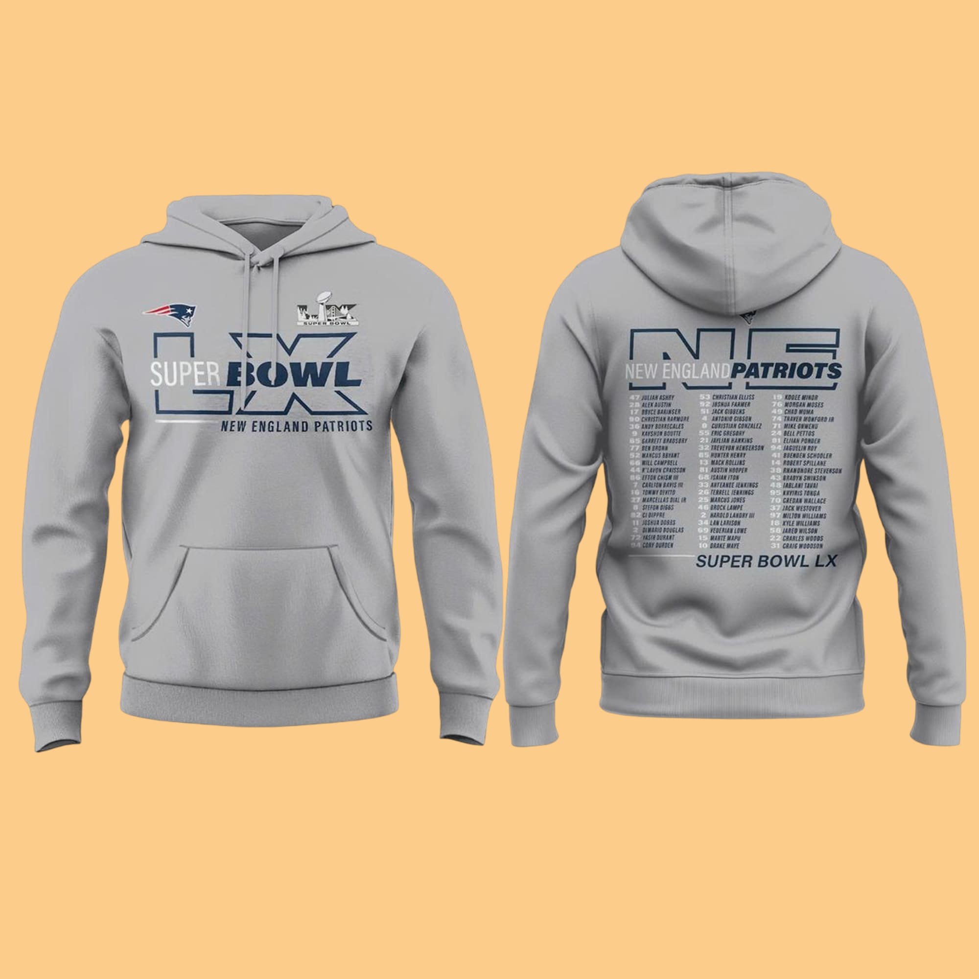 2026 New England Patriots Super Bowl LX Roster Shirt 2026 New England Patriots Super Bowl LX Roster Shirt