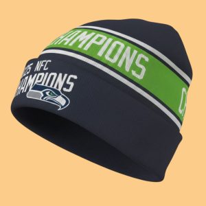 Seattle Seahawks 2025 NFC Champions Commemorative Beanie Hat 1