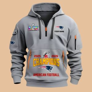 New England Patriots 2025 2026 AFC Champions Quarter Zip Hoodie 2