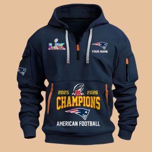 New England Patriots 2025 2026 AFC Champions Quarter Zip Hoodie 3