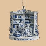 A Serene Crafting Moment With Sewing Machine And Flowers Ornaments