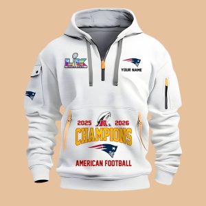 New England Patriots 2025 2026 AFC Champions Quarter Zip Hoodie 1