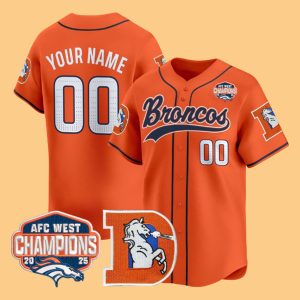 Broncos AFC West Champions Patch Throwback Vapor Baseball Jersey 2