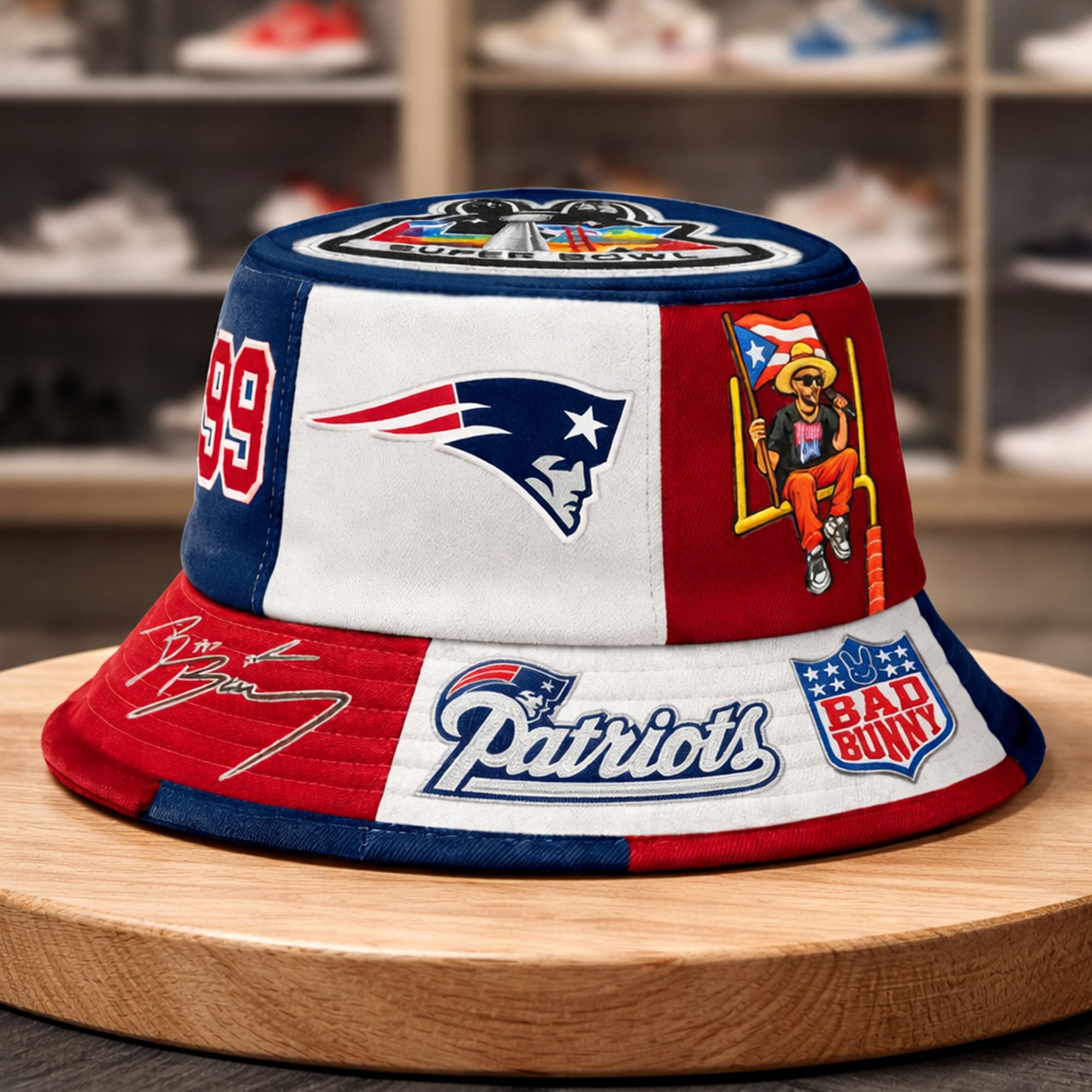 New England Patriots x Bad Bunny LX 2026 Bucket Hat New England Patriots x Bad Bunny LX 2026 Bucket Hat