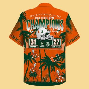 Hurricanes 2026 Fiesta Bowl Champions Hawaiian Shirt 2