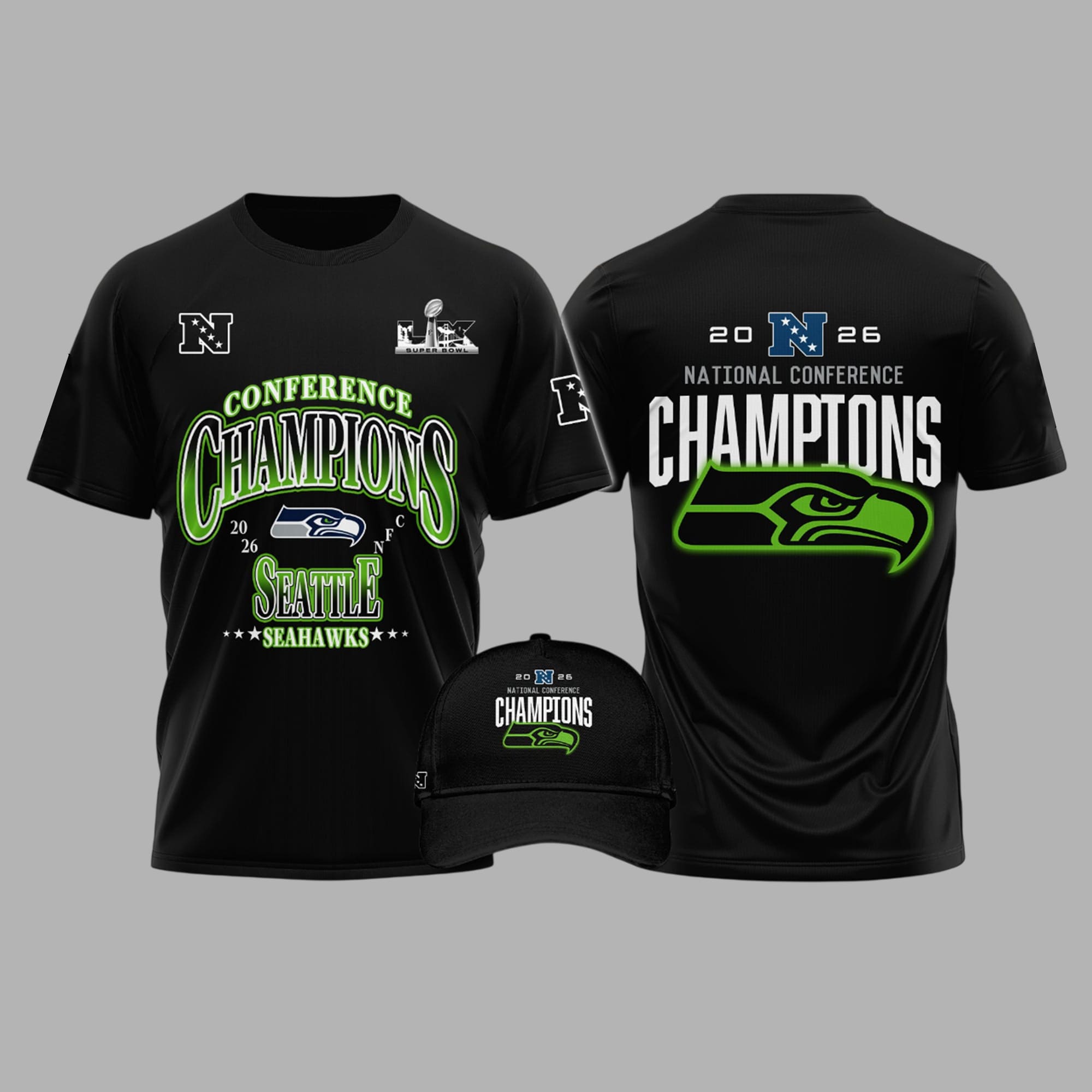 Seattle Seahawks 2026 NFC Champions Super Bowl LX Collection Shirt Seattle Seahawks 2026 NFC Champions Super Bowl LX Collection Shirt