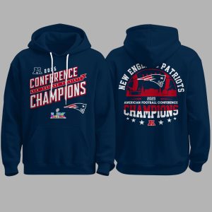 New England Patriots 2025 AFC Conference Champions Super Bowl LX Hoodie