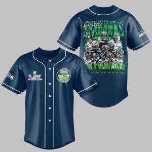 Seattle Seahawks 2026 NFC Champions Super Bowl LX Baseball Jersey 1 Seattle Seahawks 2026 NFC Champions Super Bowl LX Baseball Jersey 1