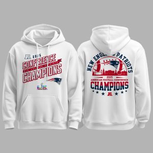 New England Patriots 2025 AFC Conference Champions Super Bowl LX Hoodie 1