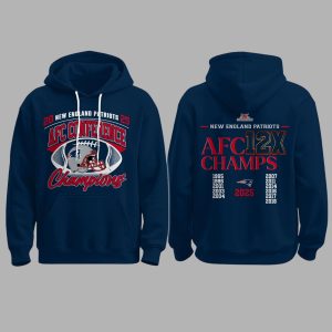 New England Patriots 2025 AFC Conference 12X Champions Hoodie