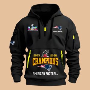 New England Patriots 2025 2026 AFC Champions Quarter Zip Hoodie