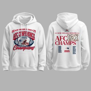 New England Patriots 2025 AFC Conference 12X Champions Hoodie