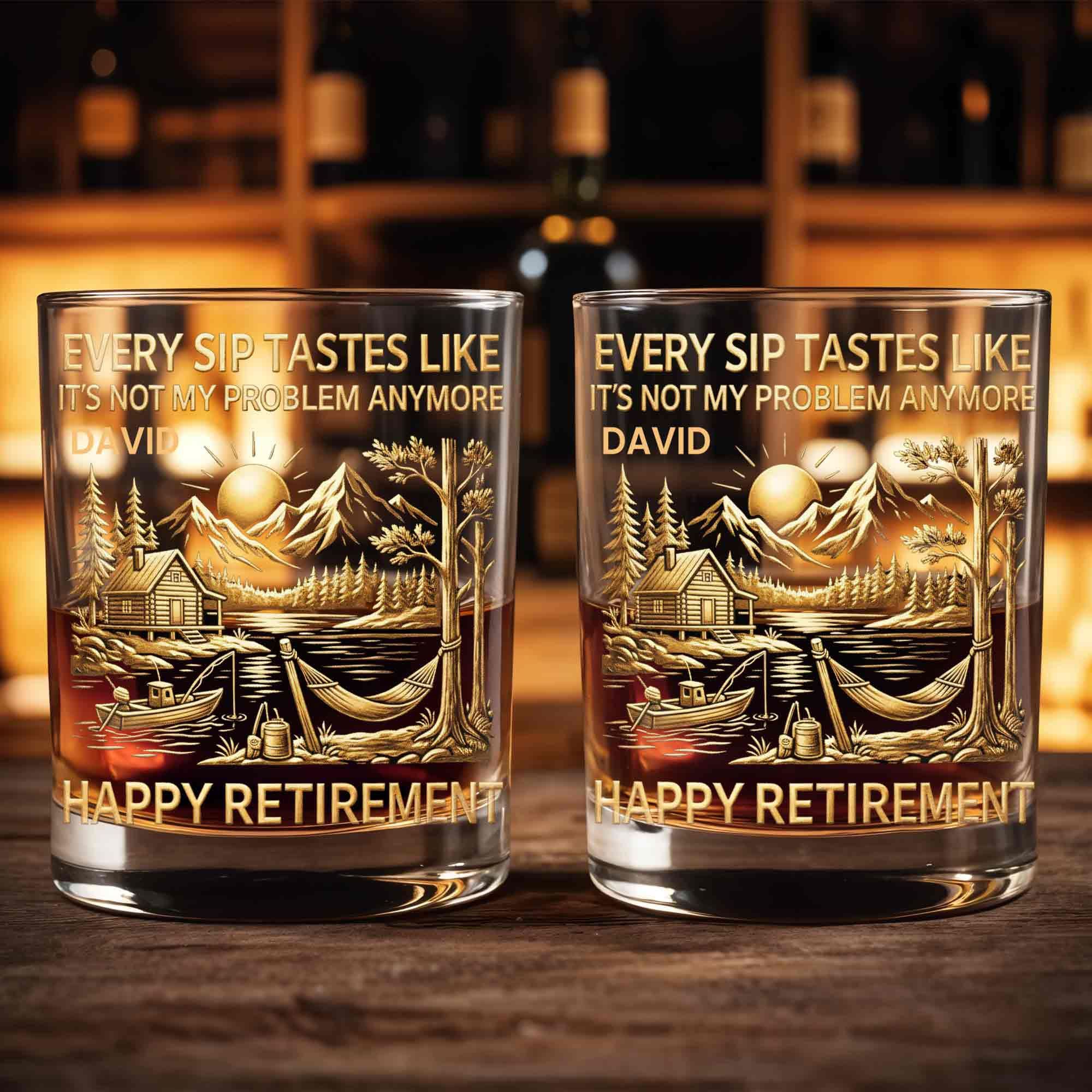 Happy Retirement Every Sip Tastes Like It’s Not My Problem Anymore Whiskey Glass Happy Retirement Every Sip Tastes Like It’s Not My Problem Anymore Whiskey Glass