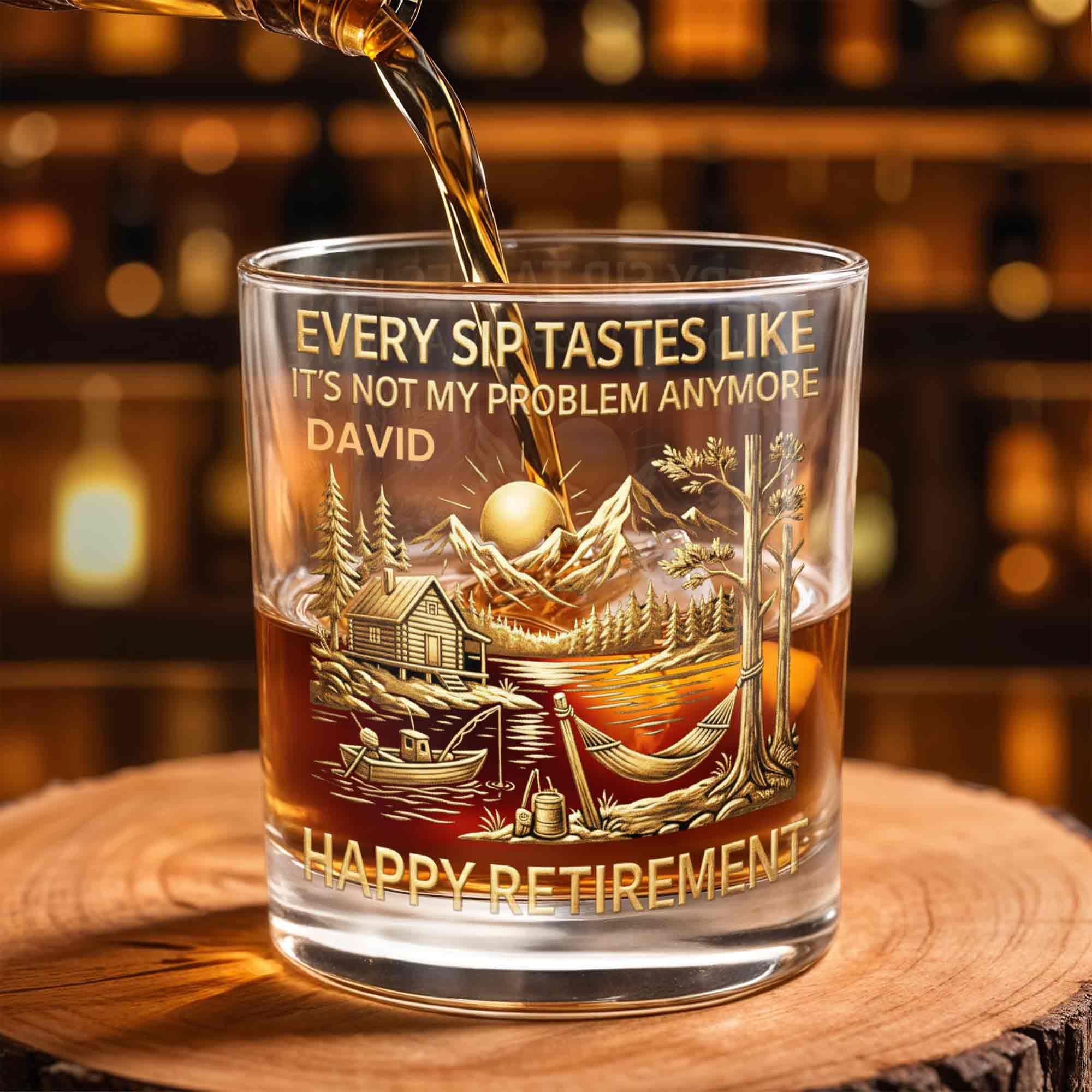 Happy Retirement Every Sip Tastes Like It’s Not My Problem Anymore Whiskey Glass Happy Retirement Every Sip Tastes Like It’s Not My Problem Anymore Whiskey Glass