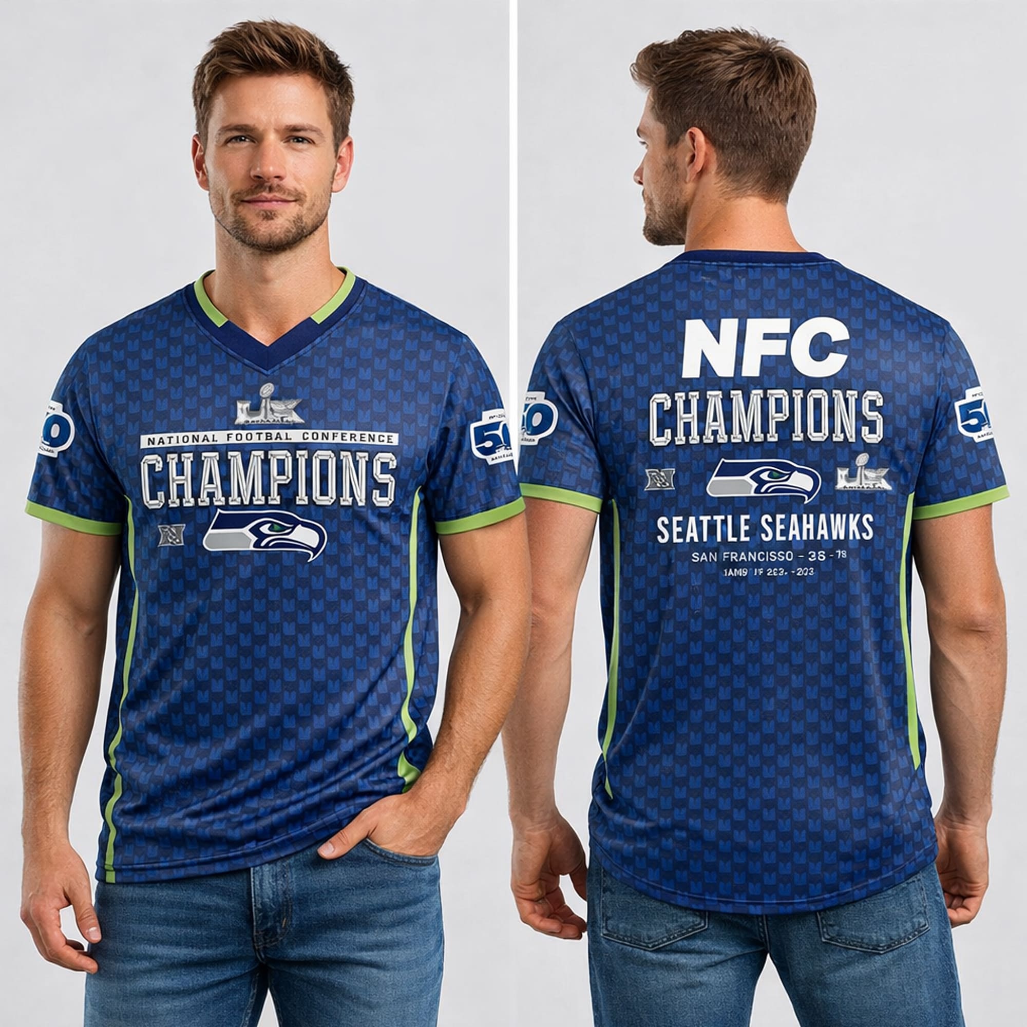 Seattle Seahawks NFC Champions Super Bowl Baseball Jersey Seattle Seahawks NFC Champions Super Bowl Baseball Jersey