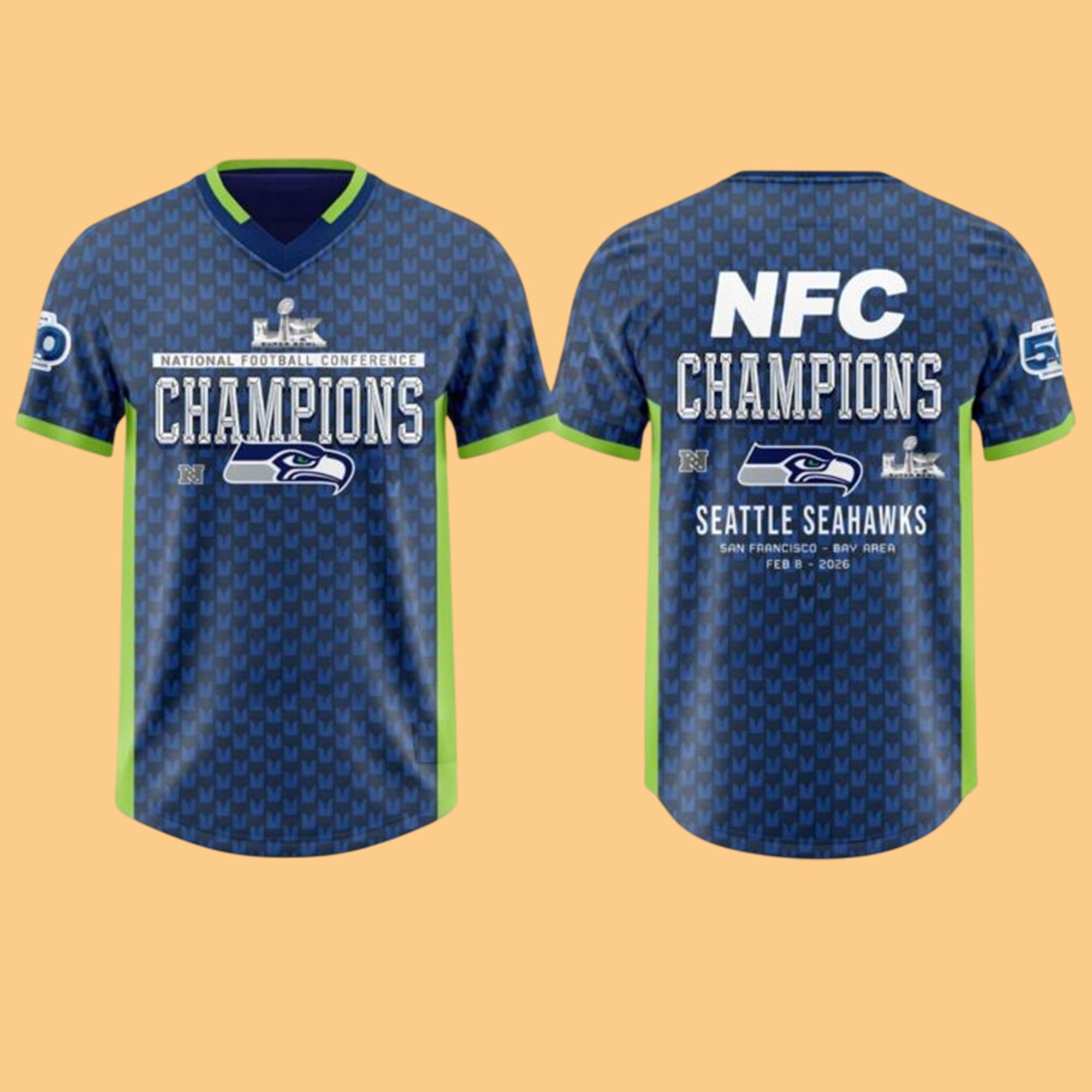 Seattle Seahawks NFC Champions Super Bowl Baseball Jersey Seattle Seahawks NFC Champions Super Bowl Baseball Jersey