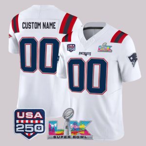 New England Patriots 2026 USA 250 Super Bowl LX Custom Jersey 1